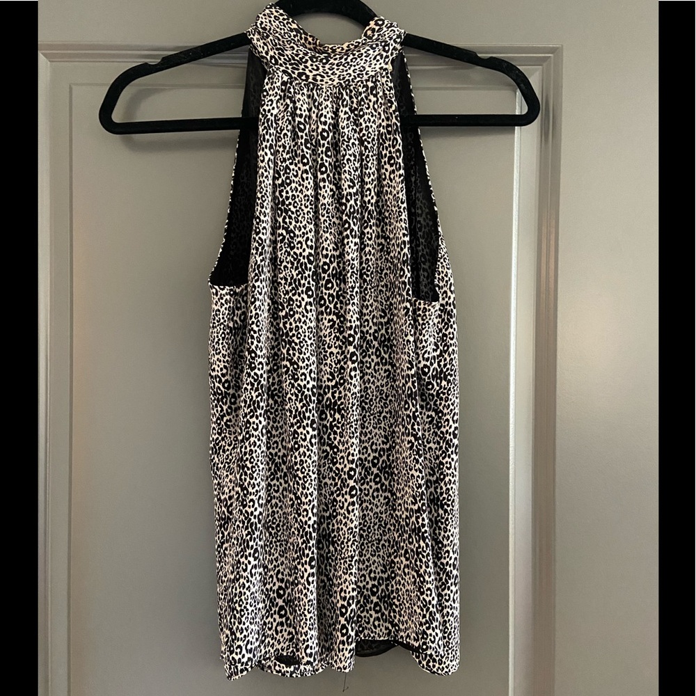Ramy Brooke cheetah mock neck halter top